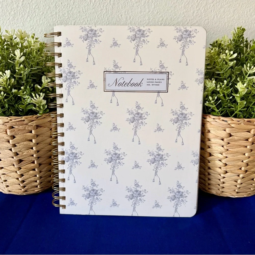 Charming Blue Floral Spiral Notebook